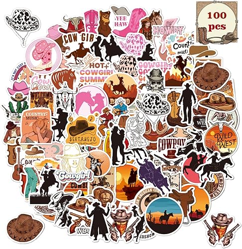 Calcomanías de vaquero y vaquera, 100 unidades, exclusivas para el día de San Valentín, calcomanías de vinilo Country Western, calcomanías de