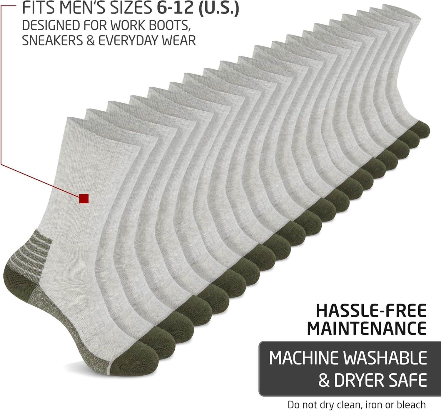 HOT FEET Work Socks for Men, Long All Weather Boot Crew Cotton Socks, Cushioned, Moisture Wicking, Stocking Stuffers