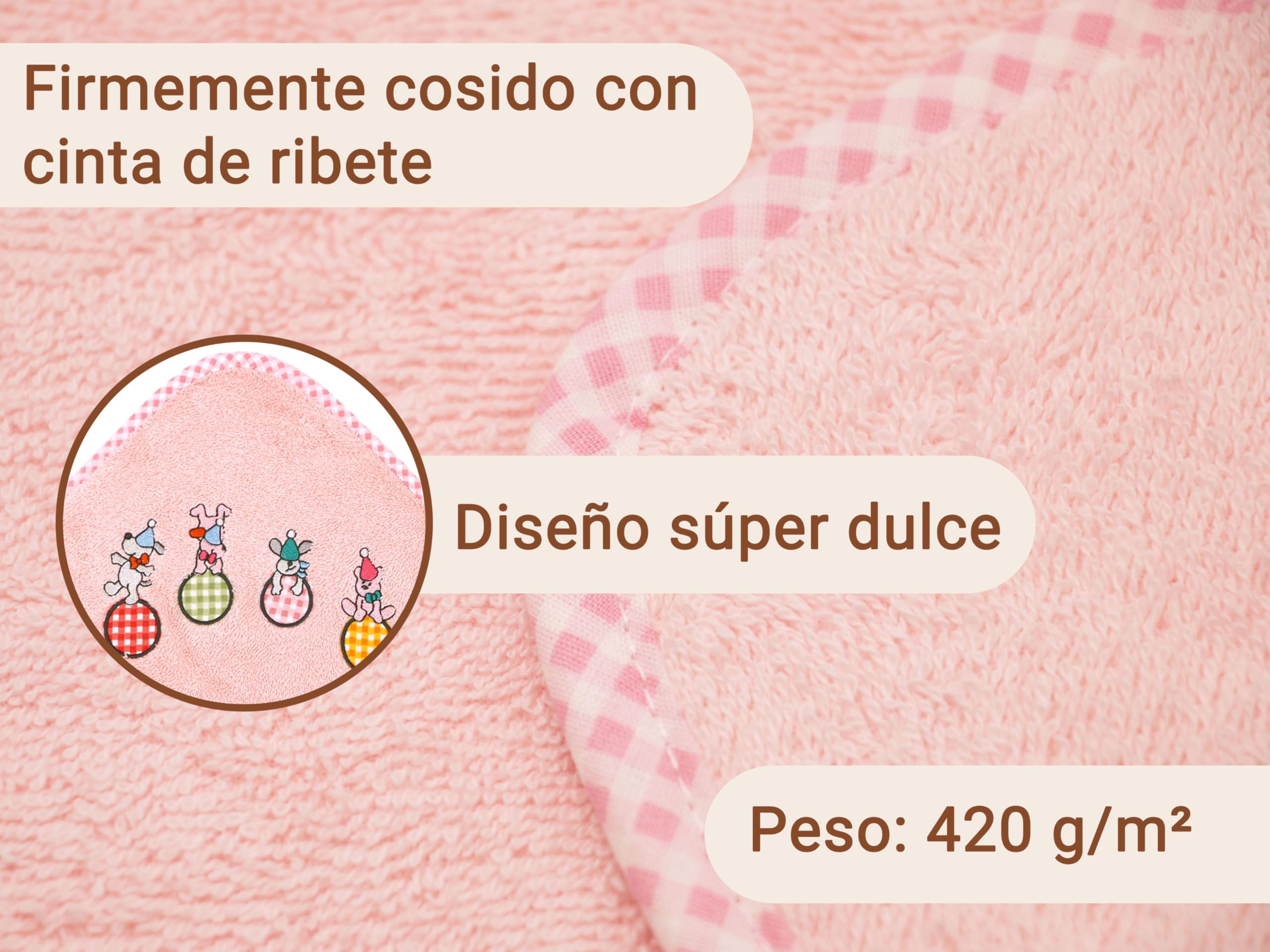 ZOLLNER Toalla con Capucha para bebé de 100 x 100 cm - Rosa - Suave para la Piel y Muy mullida - algodón - Lavable a 60 °C - Certificada por Oeko-Tex®