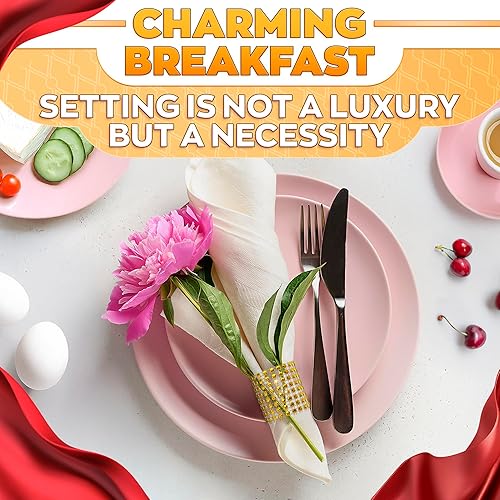 Vista 42 de Juego de 20 servilleteros dorados de otoño, servilleteros de Navidad que se adaptan a varios estilos de servilletas, elegante diseño de hoja dorada