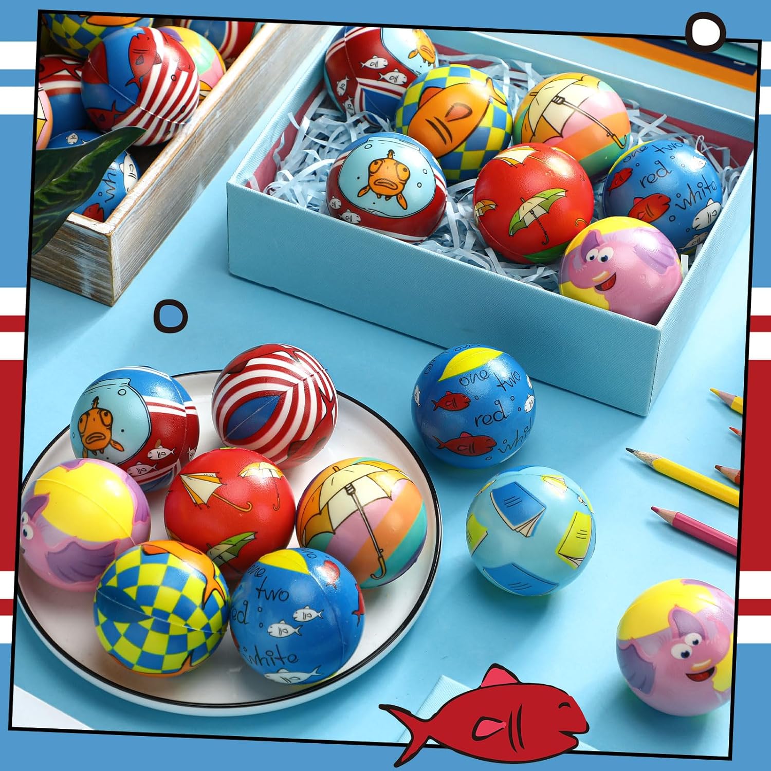 Meooeck 48 Pcs Holiday Stress Balls Bulk 2.4 Inch Holiday Blue Elephant Stress Relief Toys Cute Whimsical Squeeze Balls Party Favors for Bag Filler Stuffer Gifts, 8 Styles - Image 6