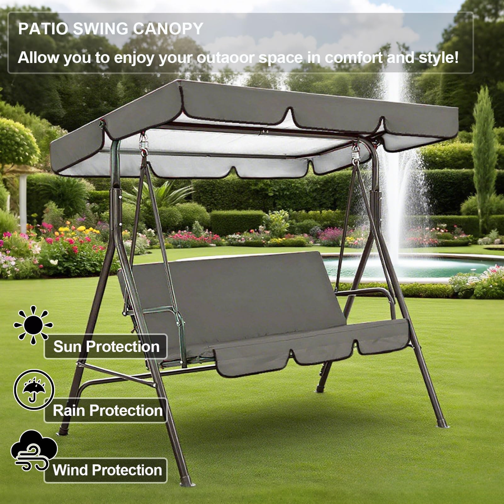Copertura Dondolo 3 Posti Impermeabile, Tettuccio per Altalena da Giardino, Telo Ricambio Universale, Tetto UV 50 per Altalena Hollywood Sostituzione,Rosso,164 * 114 * 15cm+150 * 150cm
