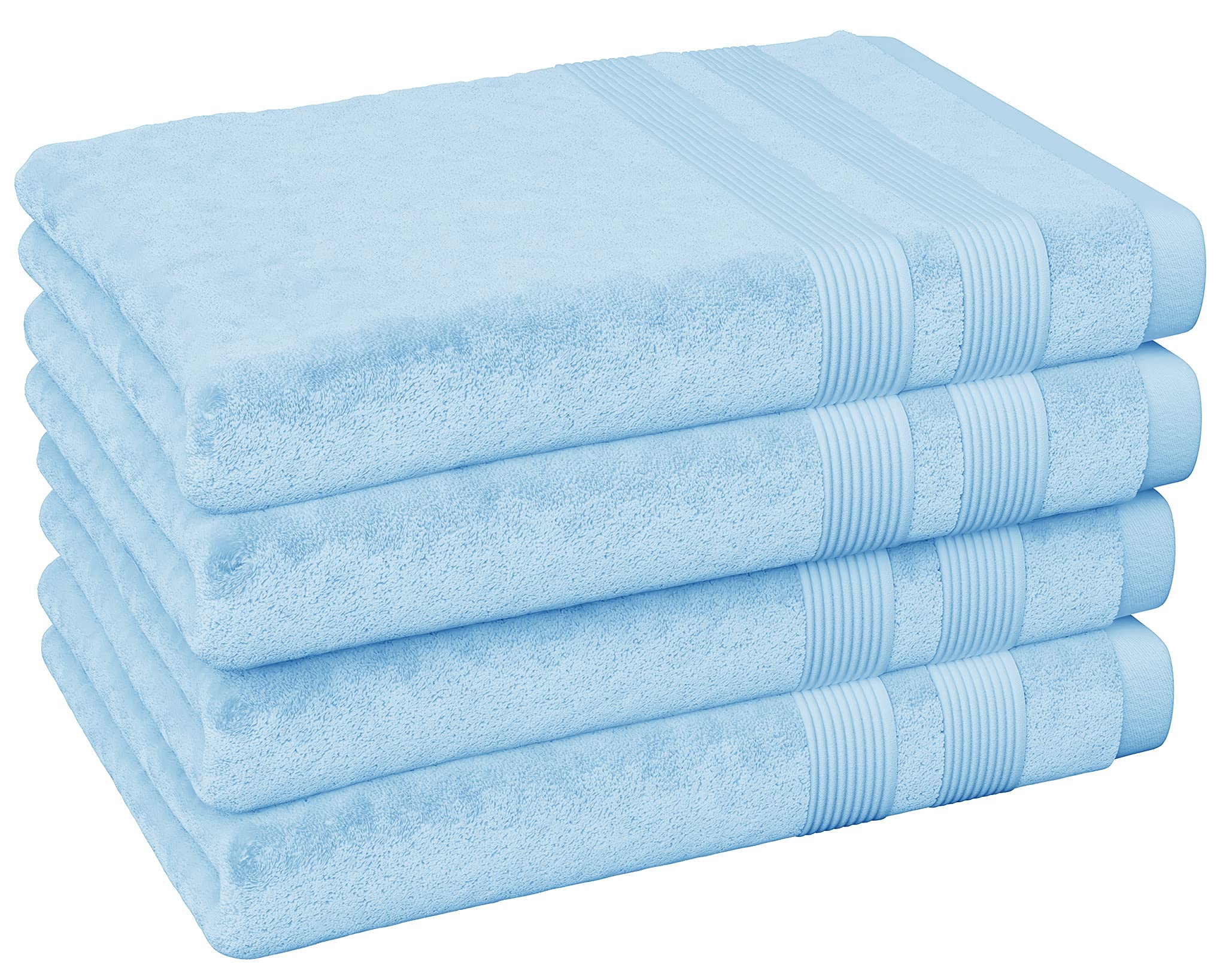 Vozbi Hand Towels for Bathroom | 50 x 85 cm (4-Pack) | Highly Absorbent, Ultra Soft & 100% Cotton Sky Blue Hand Towels | Thick Hands Towels for Kitchen, Hotel & Spa (Sky Blue)