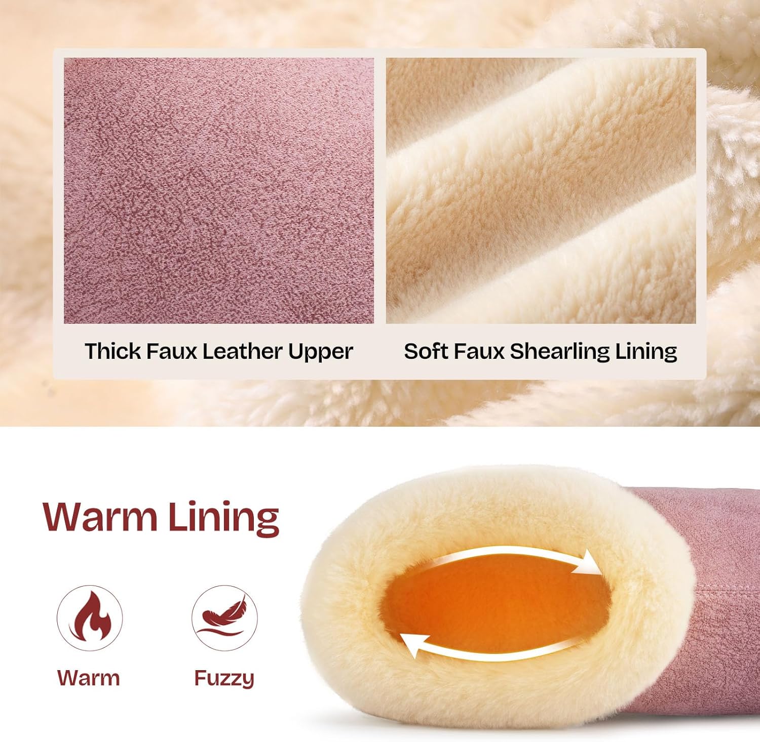 EverFoams Women's Microsuede Cozy Memory Foam Winter Slippers with Fuzzy Faux Fur Collar and Indoor Outdoor Rubber Sole - Image 4