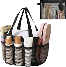 Portable Shower Bag Camping Set, Bag Sand Toy, Multifunctional Beach Bag Net with 8 Pockets, Shower Caddy Portable for Beach Holiday, Travel, Picnic, Gym, Bathroom