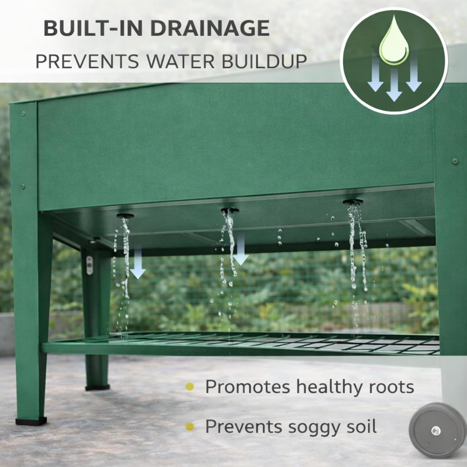 InSideOut Elevated 40" Raised Garden Bed Outdoor with Wheels & Shelf for Mobility, Metal Planter Box for Vegetables/Herbs, Patio-Balcony-Backyard (Sage Green)