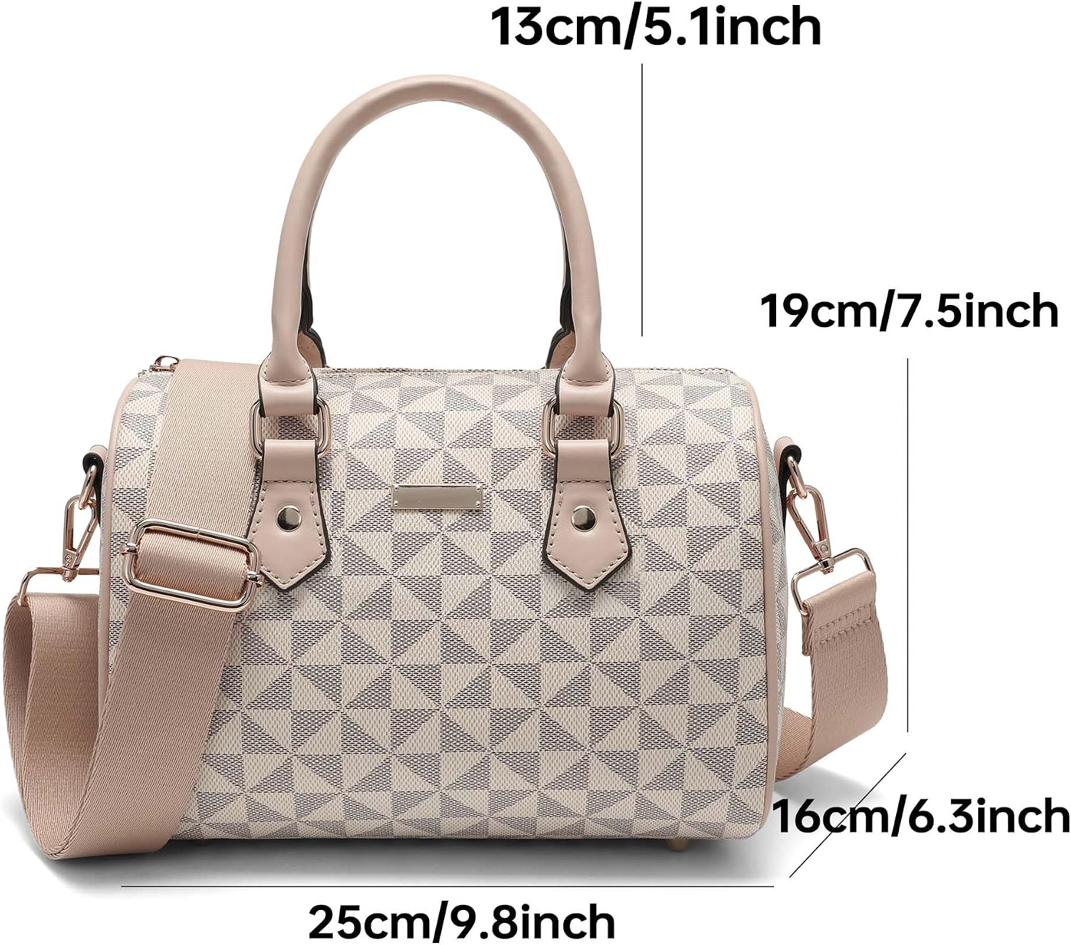 Top Handle Bags for Women - Leather Boston Bags & Crossbody Handbag with Detachable Long Strap