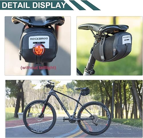 Miniatura 6 de ROCKBROS Bolsa de Sillín para Bicicleta, Bolsa para Debajo del Asiento, Paquete de Cuña de Ciclismo con Correa, Bolsa de Almacenamiento para Asiento