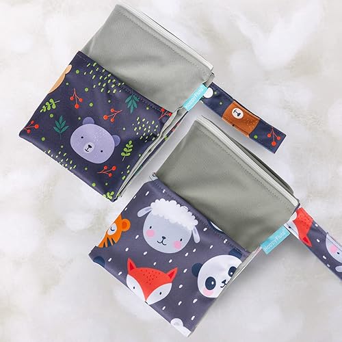 Miniatura 2 de MOMIGO Juego de 2 bolsas para artículos húmedos y secos para pañales de tela de bebé, reutilizables, lavables para cochecito, pañales, artículos de