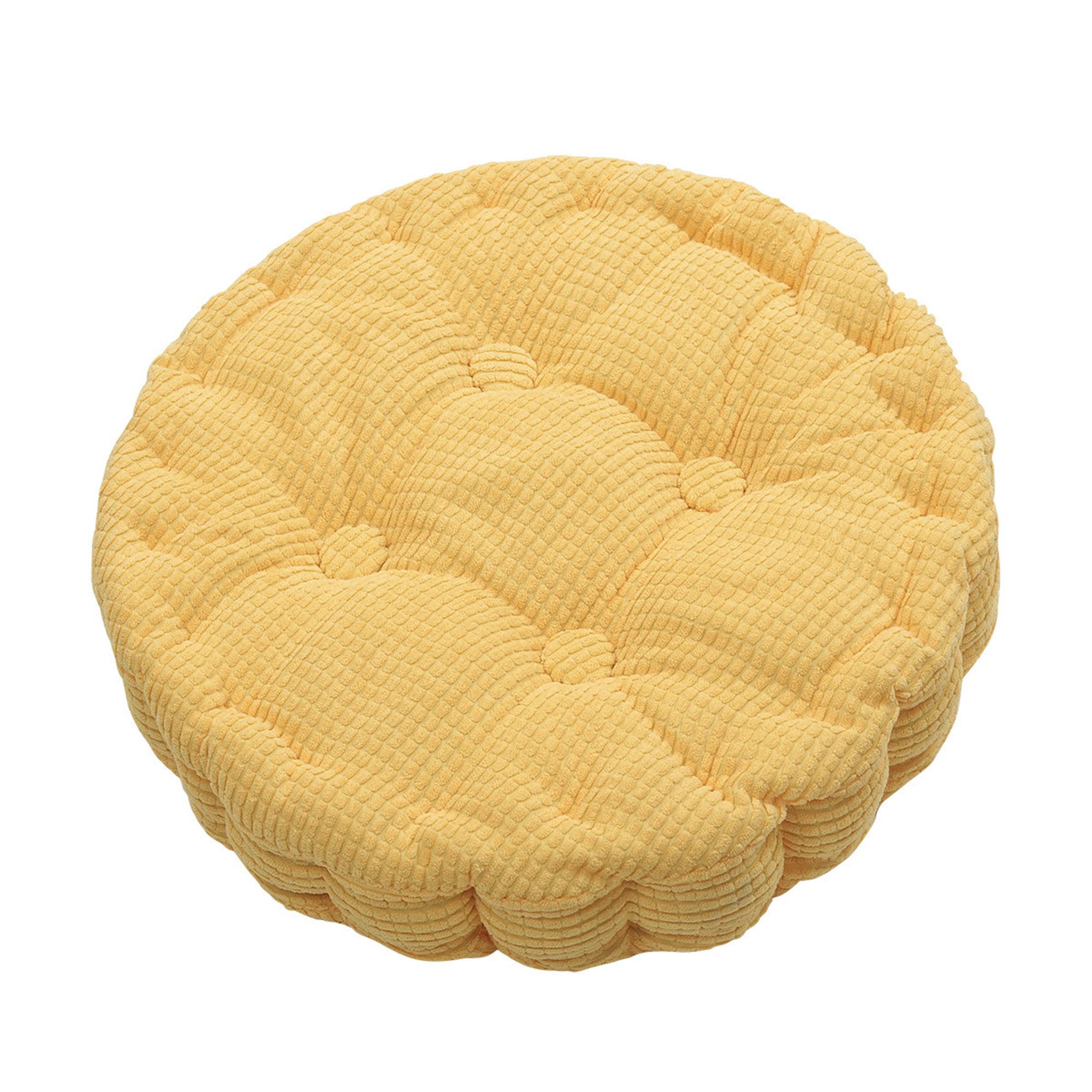 SVFOEBJM Comfortable Round Dining Chair Cushions, 7cm Thick, Set of 4, 38x38cm, Soft Yellow Seat Pads for Indoor/Outdoor Use, Office, Garden, Kitchen, Stylish & Durable