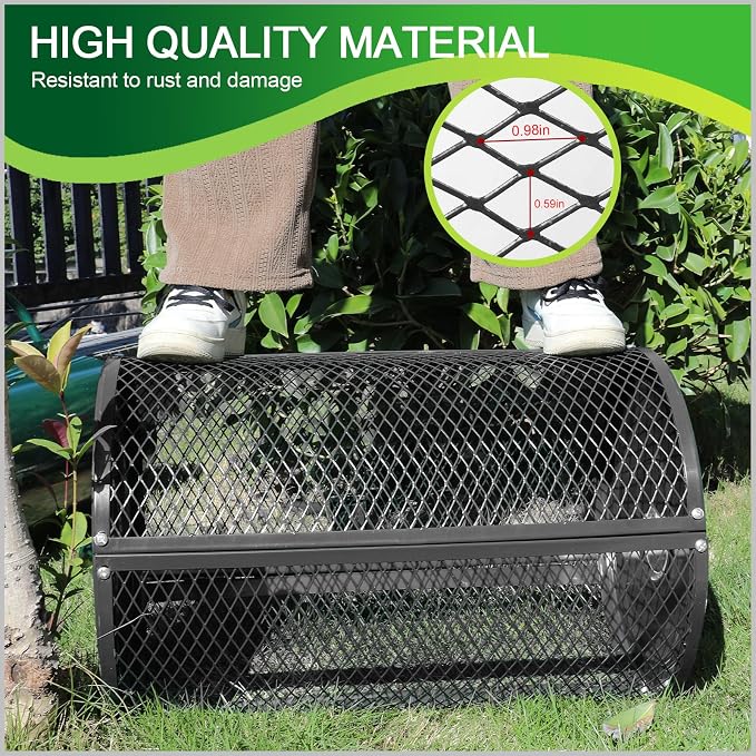 aranya 24 Inch Spreaders for Lawns Compost Spreader with Adjustable T Shaped Handle, Peat Moss Fertilizer Spreader Roller Metal Mesh Basket for Lawn and Garden Manure Spreaders Soil Spreader (Black) miniatura 6