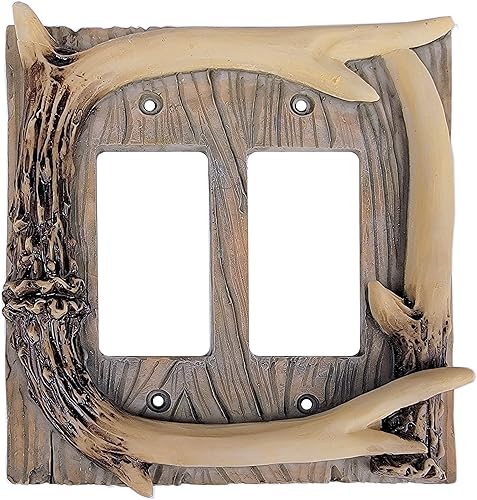 Rivers Edge Products Rivers Edge Products Decora - Placa para interruptor de luz, doble balancín, cubierta de placa decorativa de poliresina para