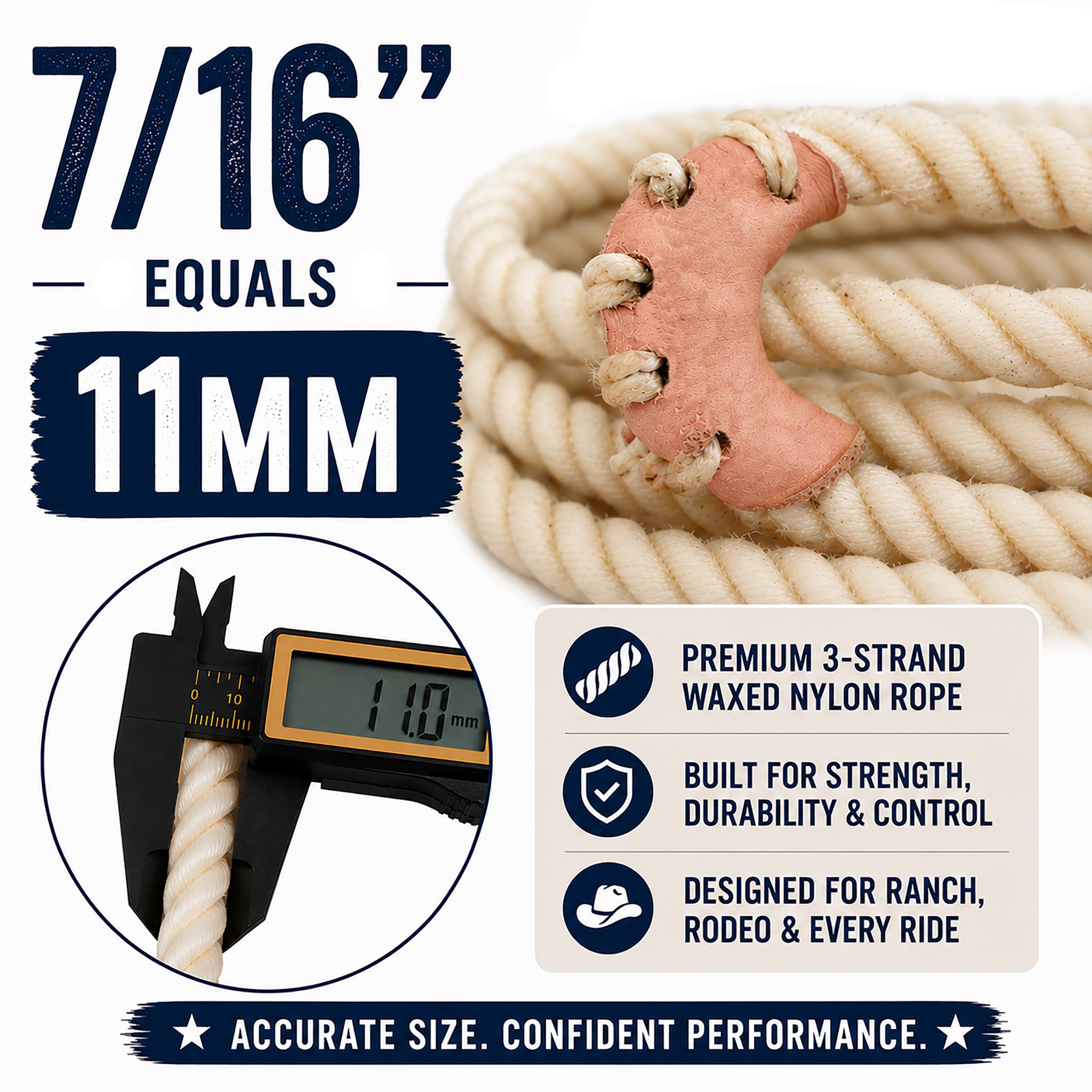 Western - Cuerda de Rodeo Lariat para Adultos con Quemador de Vaquero