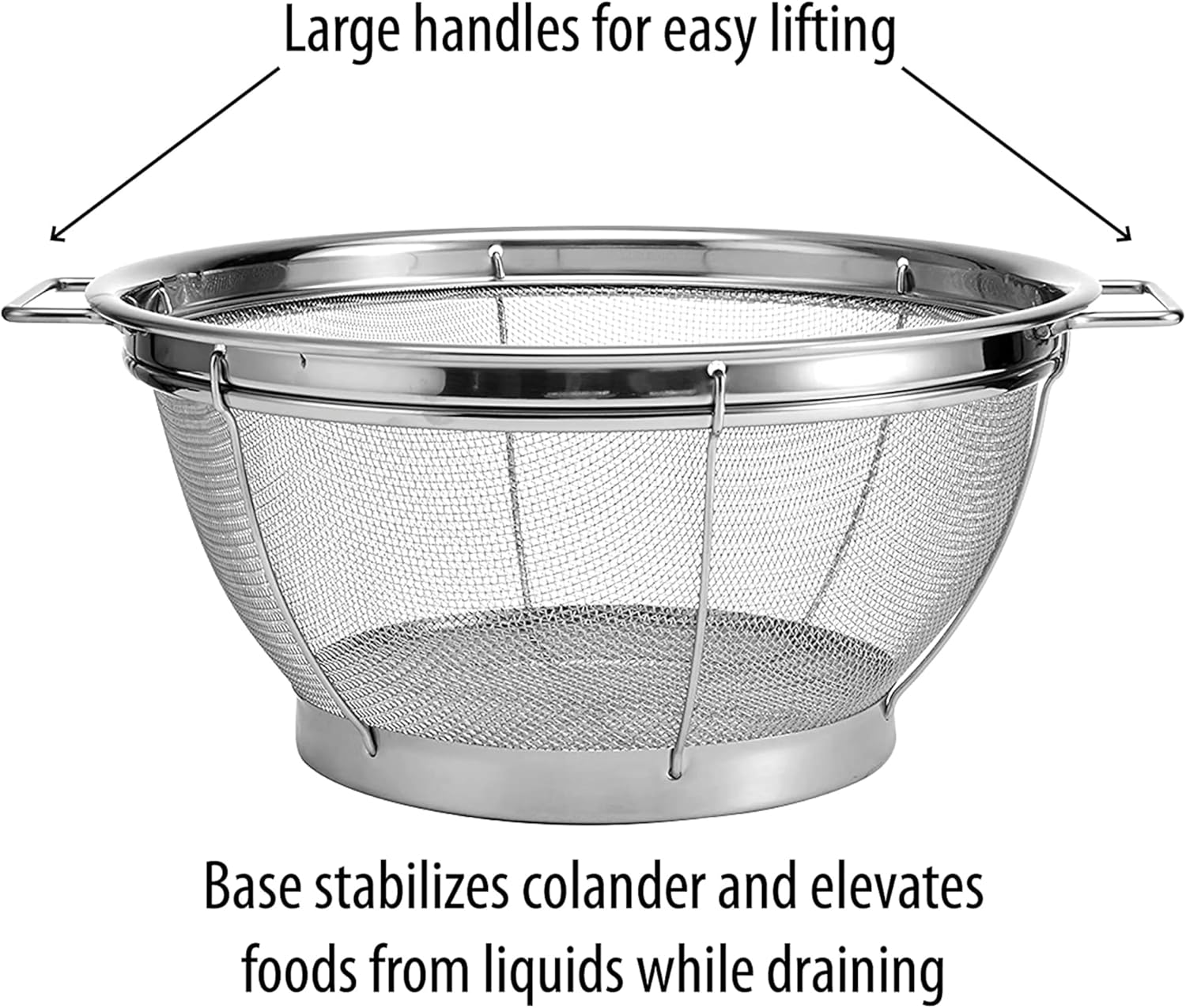 Stainless Steel Mesh Sieves Set of 3, Professional Kitchen Strainer Set with Fine Mesh, Multi-Purpose Sifter for Flour Tea Sugar Baking, Dishwasher Safe