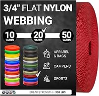 Vista 53 de Strapworks Rollo de correa de nailon resistente de 3/4 pulgadas para cinturón, mochila, eslinga, collar, correa, correas y más, 10, 20 o 50 yardas