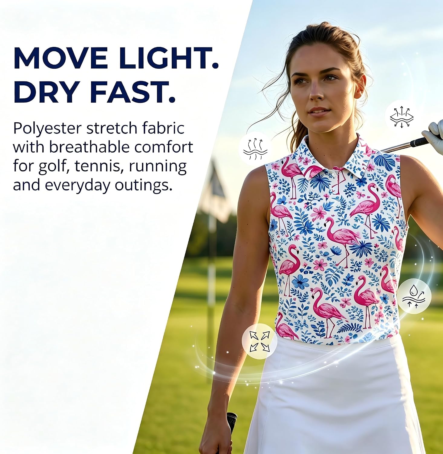 Women's Sleeveless Golf Polo Shirts Tennis Quick Dry Lightweight Wicking Athletic Shirts Tank Tops Golf For Women