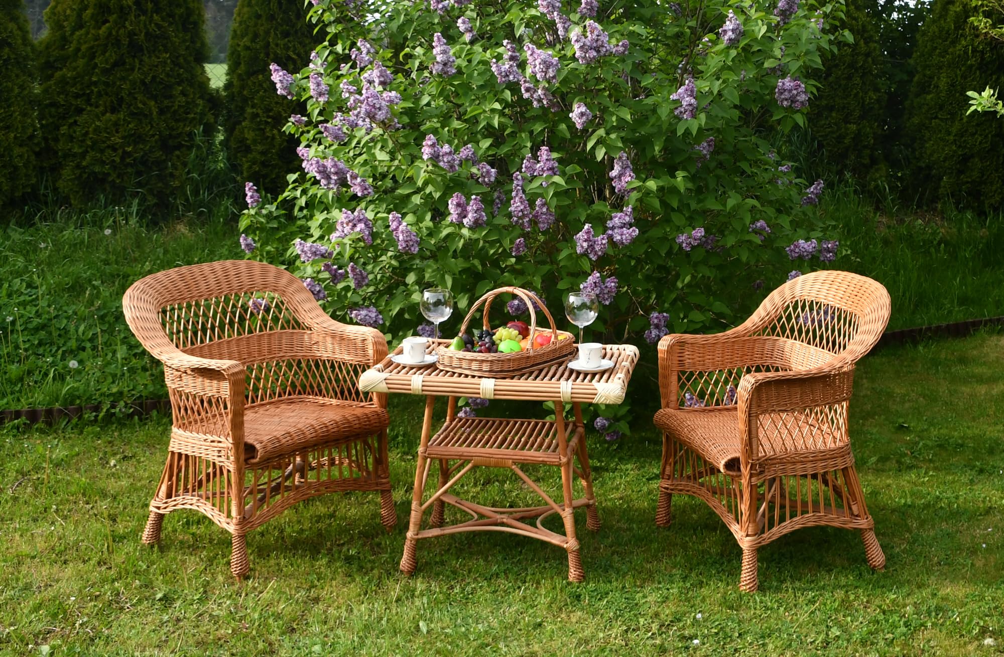 K2-136 Plateau de service en osier pour fruits, pain, pâtisseries, panier en osier, panier de transport, 46 x 30 x 8 cm (25 cm avec anse), marron, fait main
