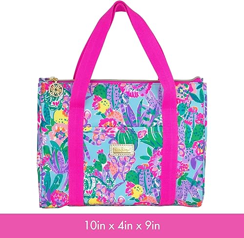 Miniatura 3 de Lilly Pulitzer Bonita bolsa de almuerzo para mujer, bolsa de mano aislada de gran capacidad, mini hielera con bolsillo de almacenamiento y correas