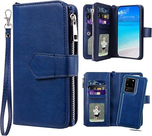 Funda para Galaxy S20 Ultra, funda magnética desmontable 2 en 1, funda de piel sintética para teléfono con tarjetero para Samsung Galaxy S20 Ultra,