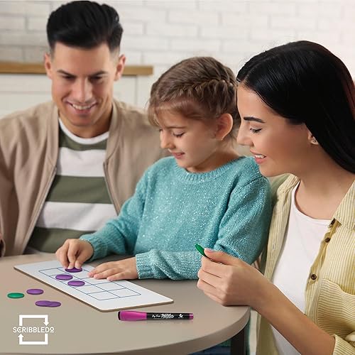 Miniatura 9 de SCRIBBLEDO Pizarra de borrado en seco de diez marcos, de doble cara de 4 x 12 pulgadas, pizarras de borrado en seco para que los niños visualicen y