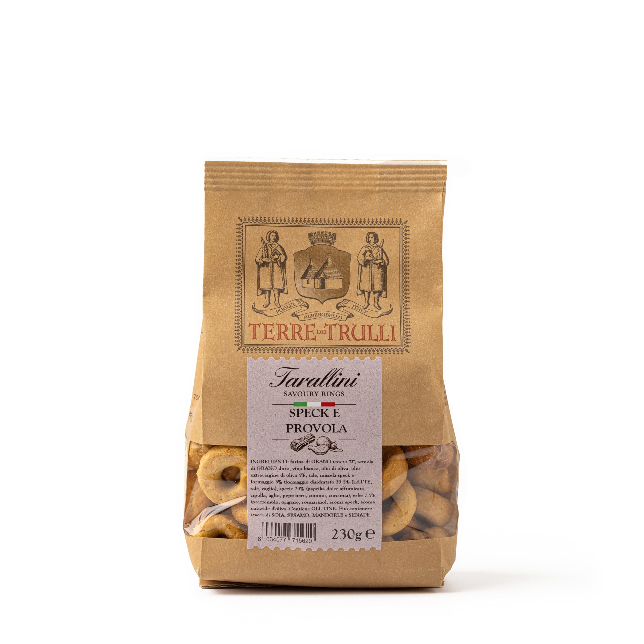 Terre Dei Trulli Tarallini Speck E Provola - 5 Confezioni Da 230g | Taralli Pugliesi Per Uno Snack Veloce E Gustoso | Snack Salati Per Un Aperi Snack Genuino | Tarallini Artigianali