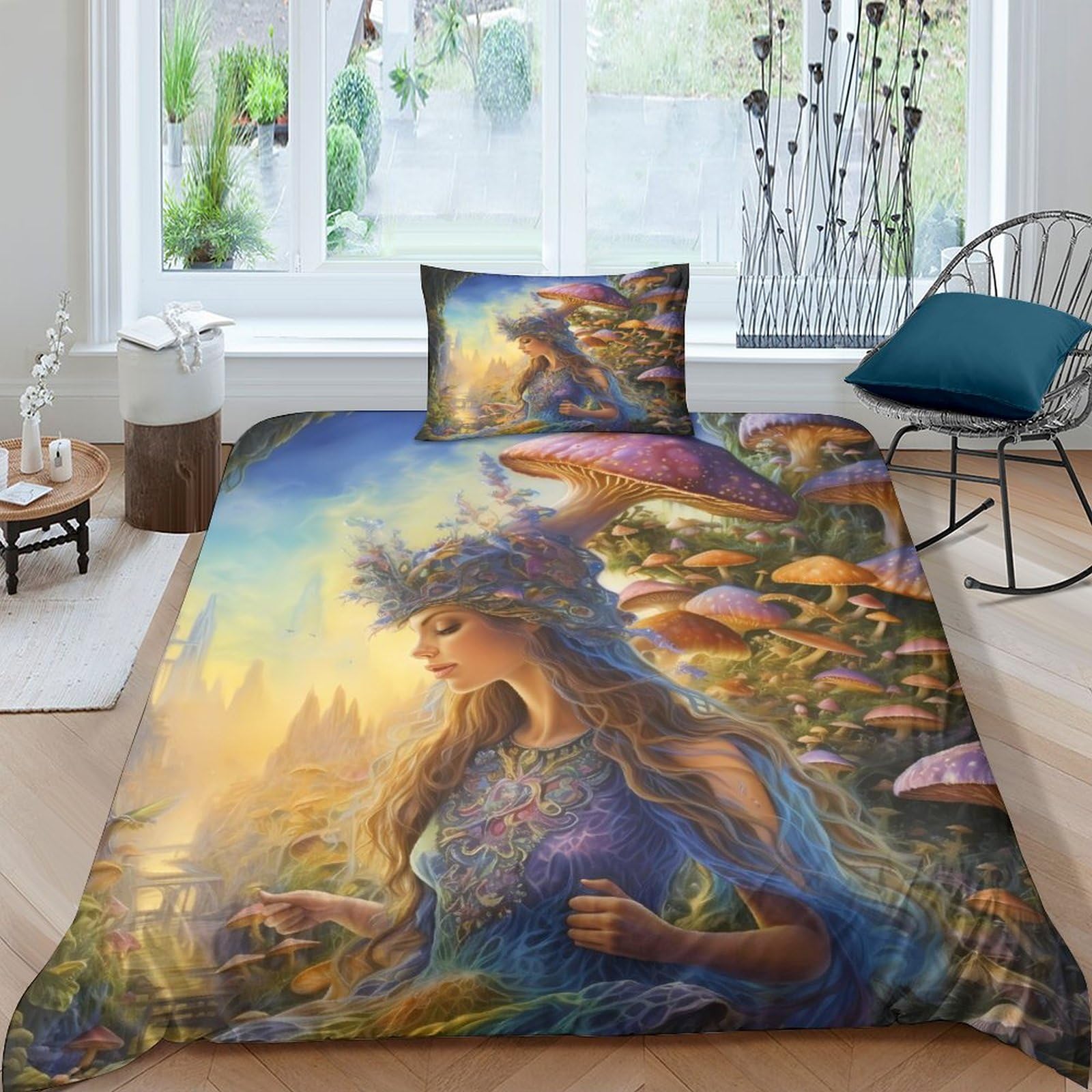 Housse de couette art fantastique papillon parure de lit 3D microfibr single
