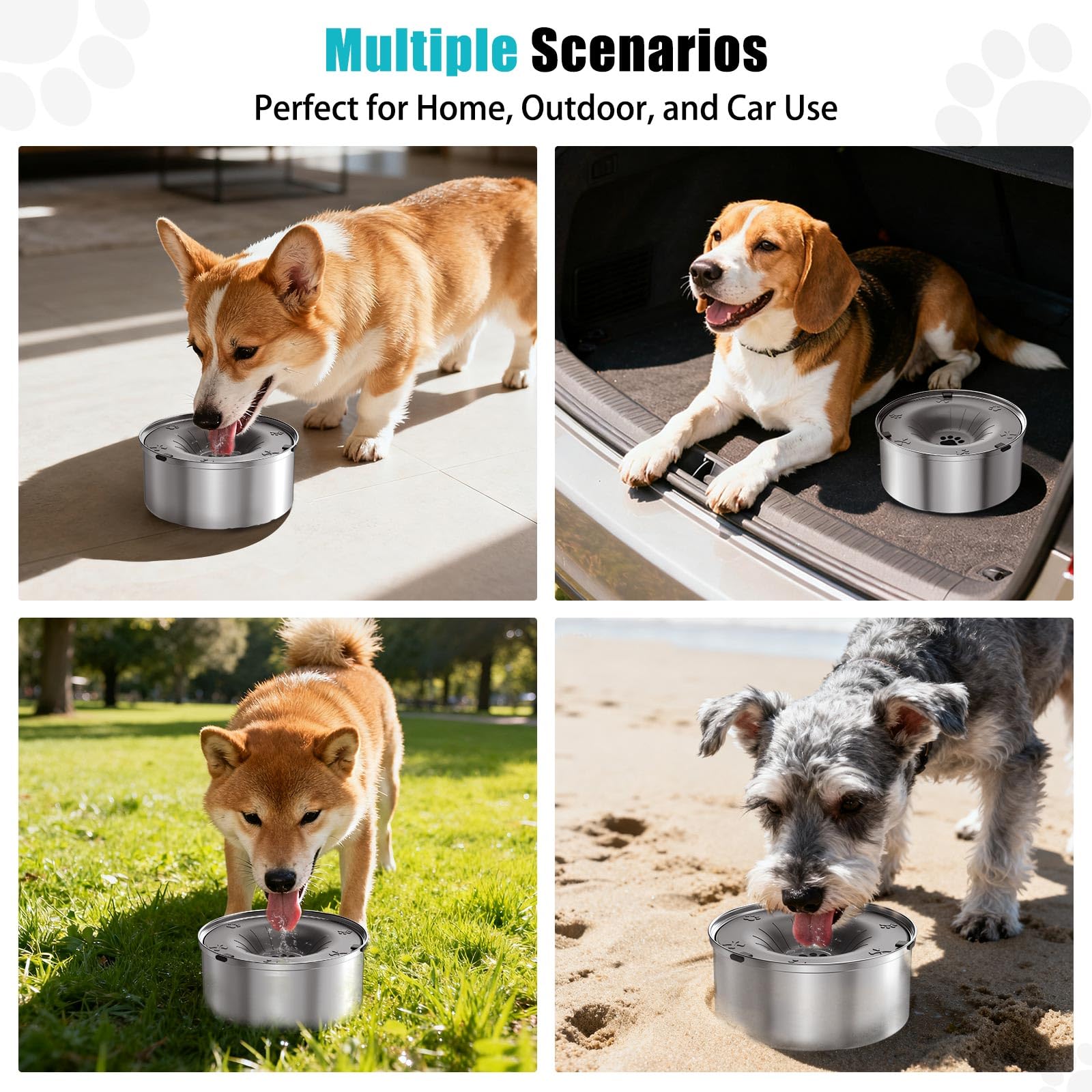 Ciotola per Acqua per Cani Senza Fuoriuscita, 1,2L Ciotola per Cani con Beverino Lento, Senza Sgoccioli, Anti-Soffocamento, Ciotole per Animali Domestici in Acciaio Inox per Cani Piccoli e