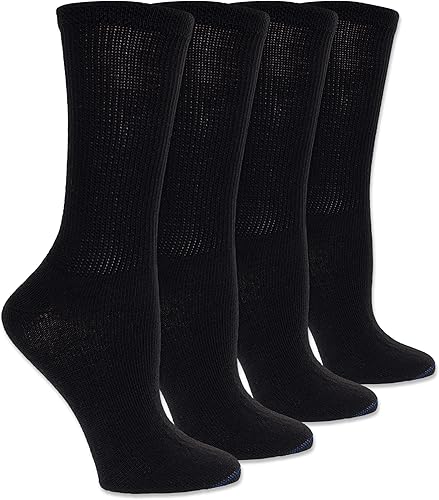 Vista 38 de Dr. Scholl's Calcetines circuladores y diabetes para mujer, paquete de 4 y 6 pares, control de humedad no vinculante Negro - Corte bajo (4 pares)