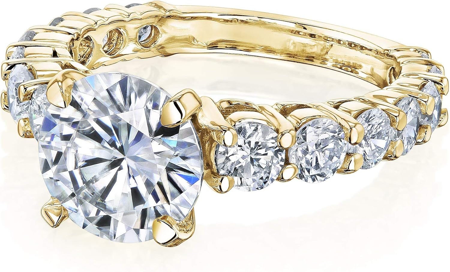 Kobelli 1.9ct Forever One Moissanite Ring, 3 1/4ct TCW 14K Gold