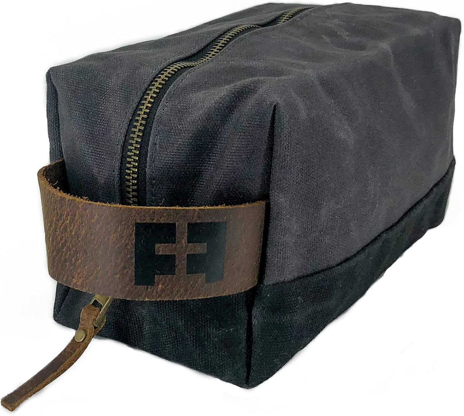FAT FELT the DOPP KIT | Waxed Cotton Canvas shave and toiletries bag with leather handle