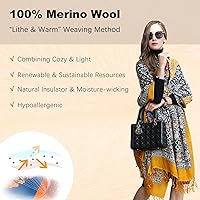 Vista 73 de DANA XU Manta de pashmina extragrande 100% de lana merina, bufanda de viaje, bufanda de cachemira para mujer, otoño e invierno, chal de gran