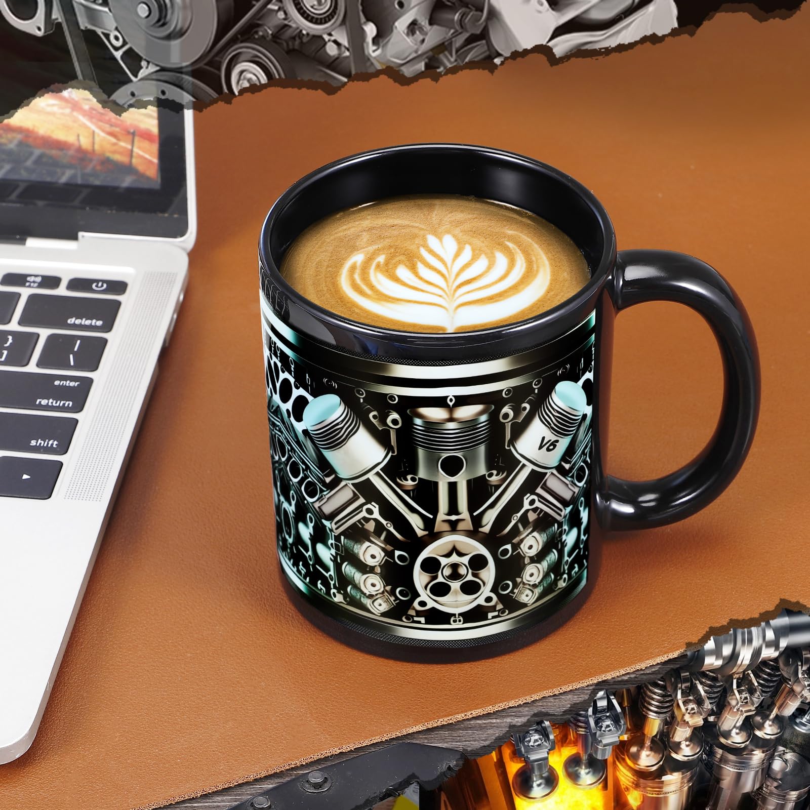 Tazza da caffè in ceramica marmorizzata con coperchio, tazza da caffè e cucchiaio in ceramica, set regalo tazza da caffè da uomo, tazza da caffè da donna alla moda (nero 1)