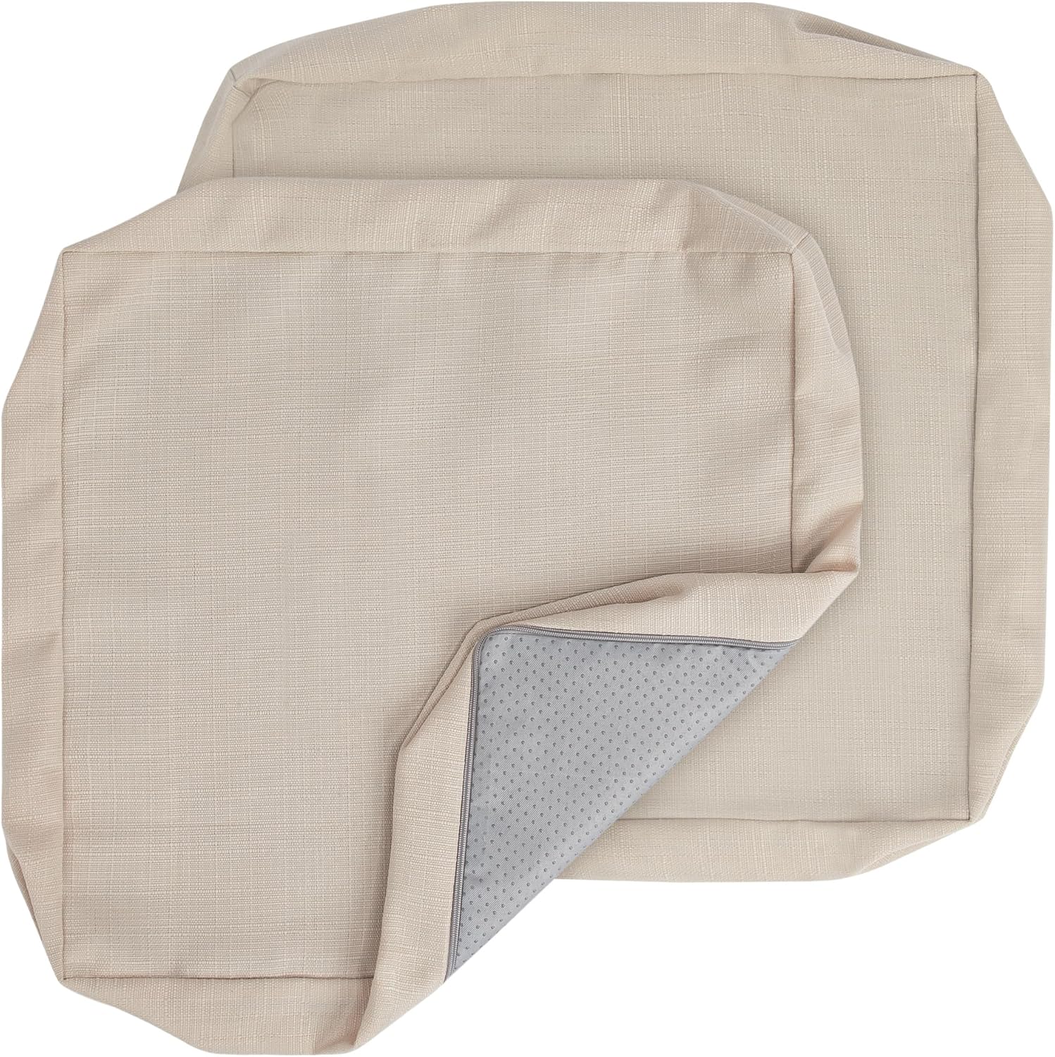 FUNHOME Outdoor Cushion Covers 18 x 18 x 4 inch,Set of 2,Non-Slip Grips Bottom,Replacement Cushion Covers for Garden Patio Furniture Couch Chair,Fade-Resistant Slipcover Only,No Insert(Antique Beige)