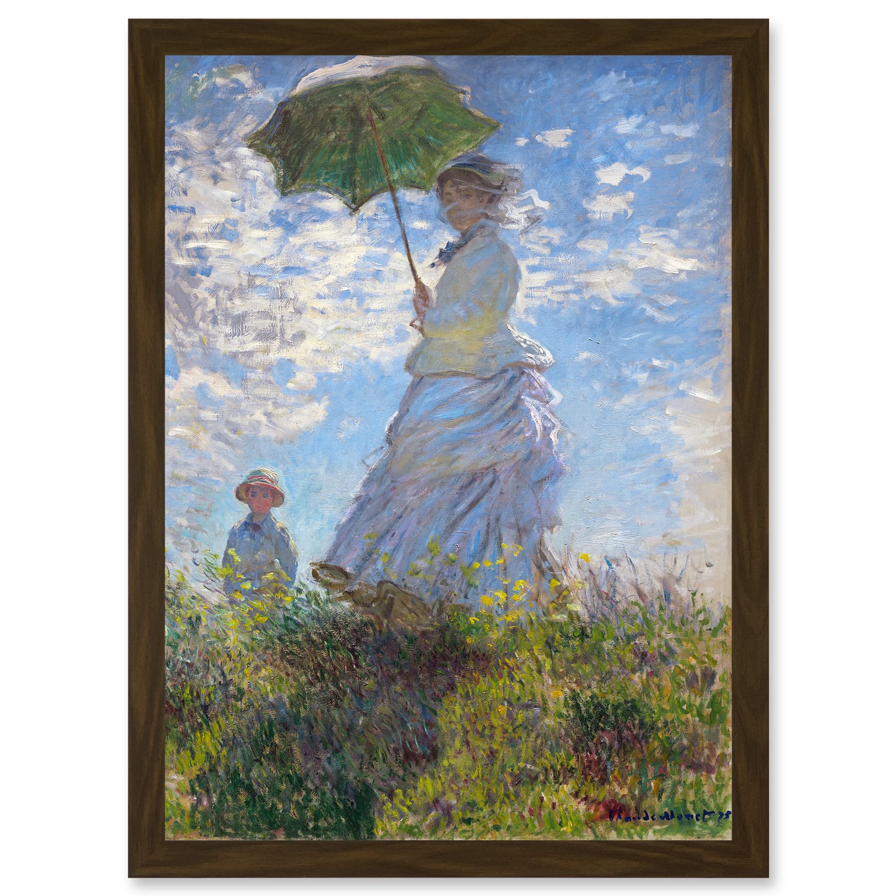 Claude Monet Woman With Parasol Framed Wall Art Print - A4 Size - Artery8