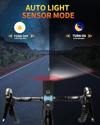 Miniatura 8 de DARKBEAM Juego de luces de bicicleta USB-C recargable, faros de bicicleta de alto lúmenes y luz trasera súper trasera 4+5 modos, luces de bicicleta