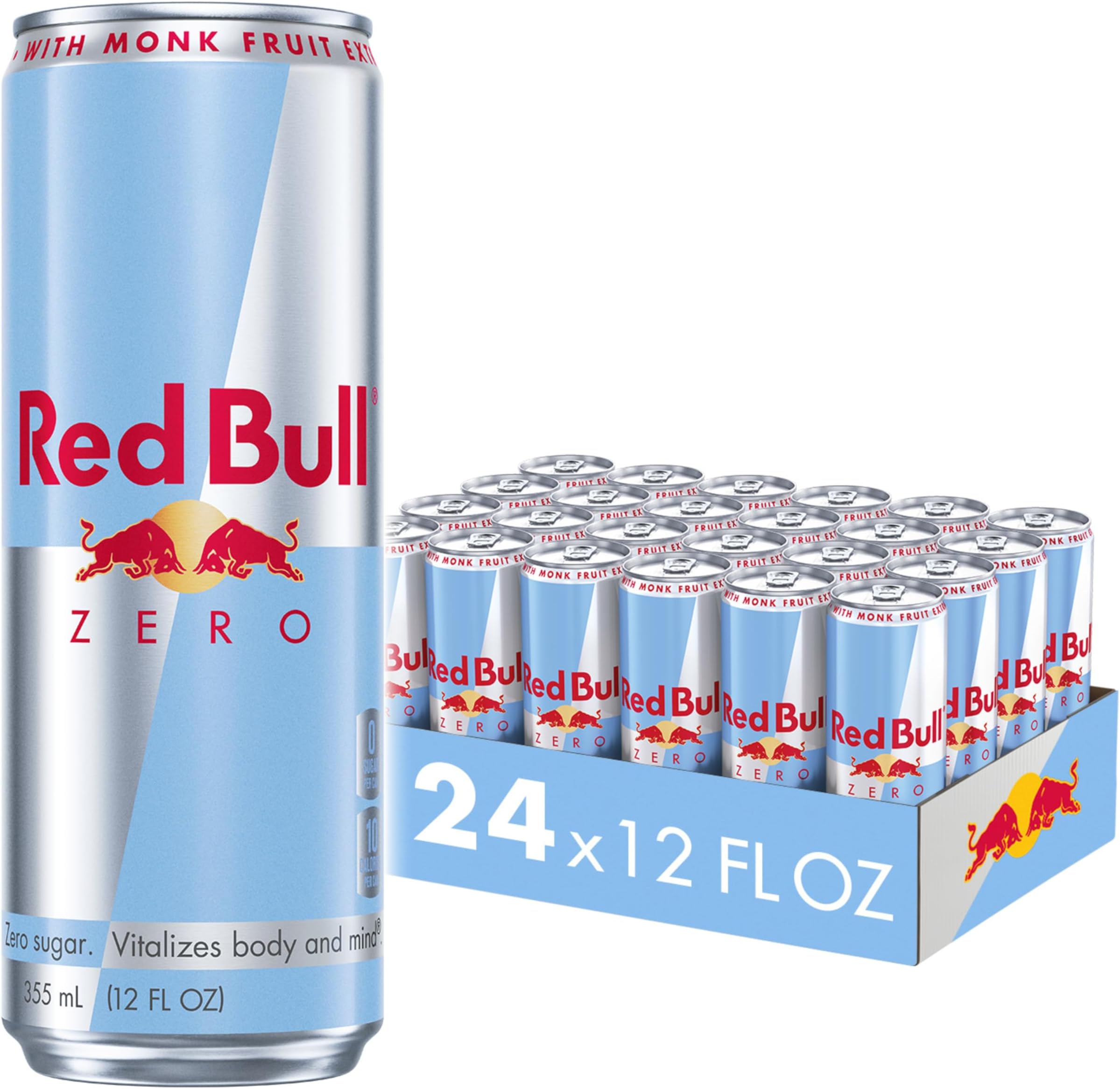 Zero Energy Drink with 114mg Caffeine plus Taurine & B Vitamins, Zero Sugar, 12 Fl Oz, Pack of 24 Cans