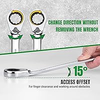 Vista 5 de SK Reversible Ratcheting Wrench Set, Combination Wrench Set, 16-Piece, Metric, 72-Tooth, Premium CR-V Construction, with Rolling Pouch