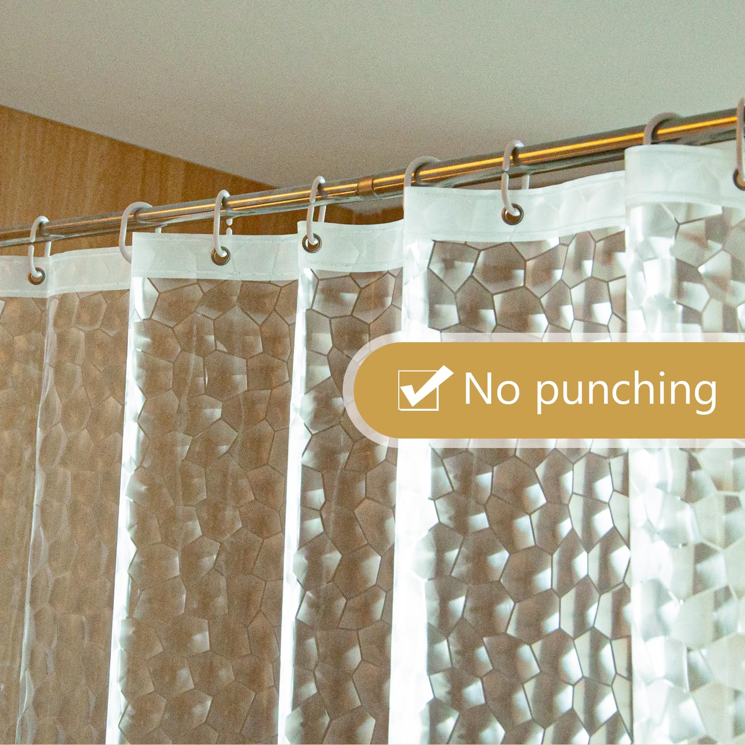 NTBAY Rideau de douche transparent en EVA avec cube d'eau, doublure hydrofuge avec 3 aimants pour salle de bain, 183 x 213 cm