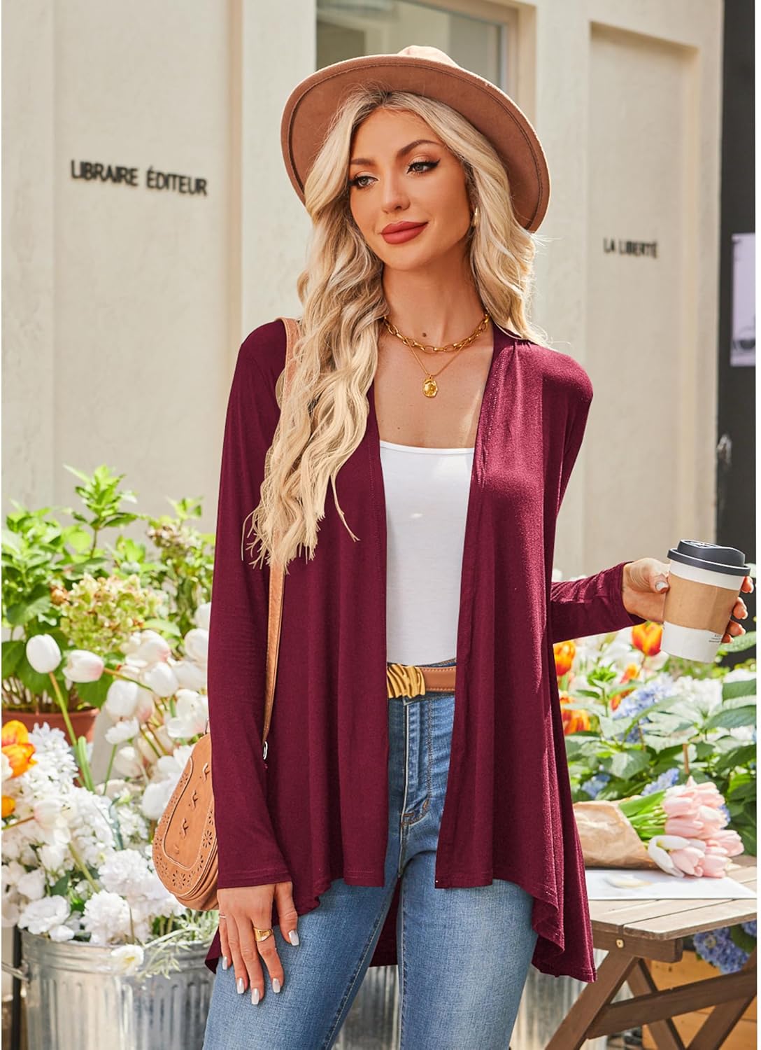 Bluetime Women's Open Front Cardigan Sweaters Lightweight Long Sleeve Drape Knit Cardigans with Pockets (S-3XL) - Image 2