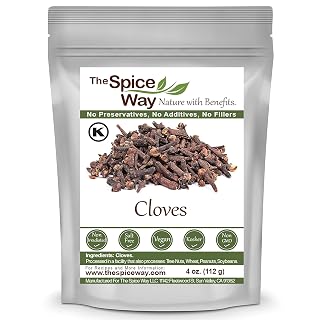 The Spice Way Cloves - whole (4 oz)| clove spice, for many savory dishes and even tea - Whole Cloves Resealable Bag - Amazon product rated Grade A