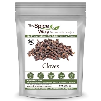 The Spice Way Cloves - whole 4 oz| clove spice, for many savory dishes and even tea - Whole Cloves Resealable Bag