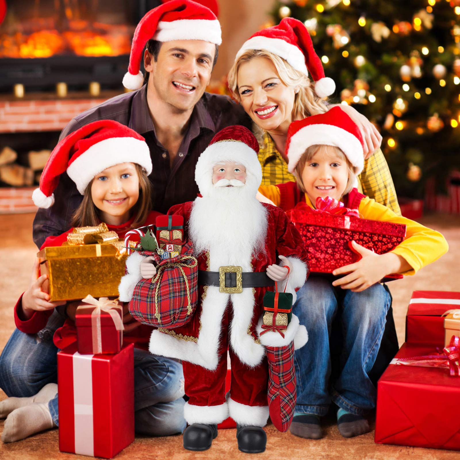 Uten Weihnachtsmann Figur, 62 cm / 24“ Santa Claus Christmas Decorations, Stehende Weihnachtsdekoration Figuren, Weihnachtsmann Puppen Nettes rotes Plüschtier, Nikolaus Geschenke