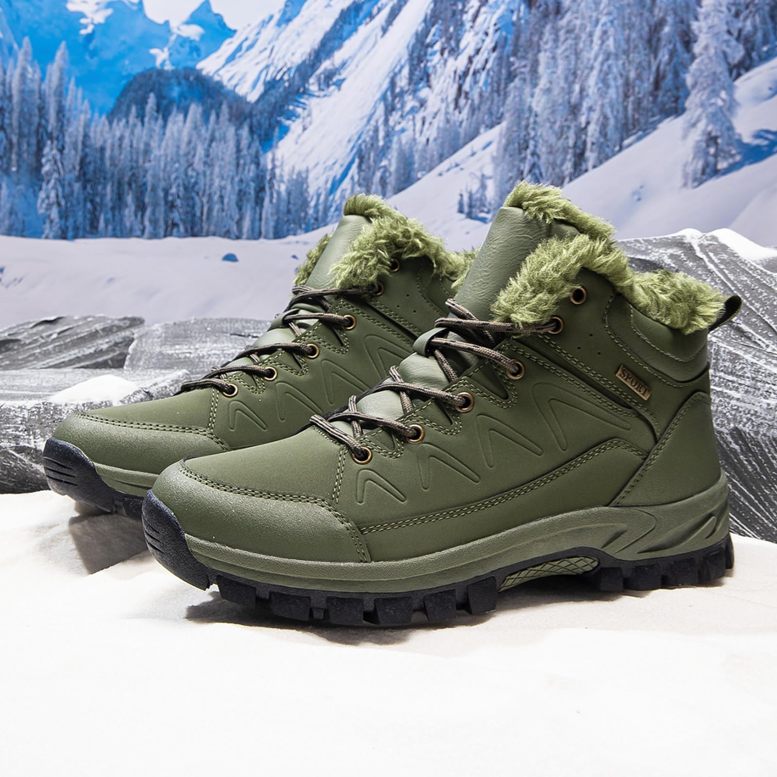 Męskie zimowe buty outdoorowe | Ocieplane buty śniegowe z wytrzymałym profilem do miasta, wędrówek i zimnej pogody