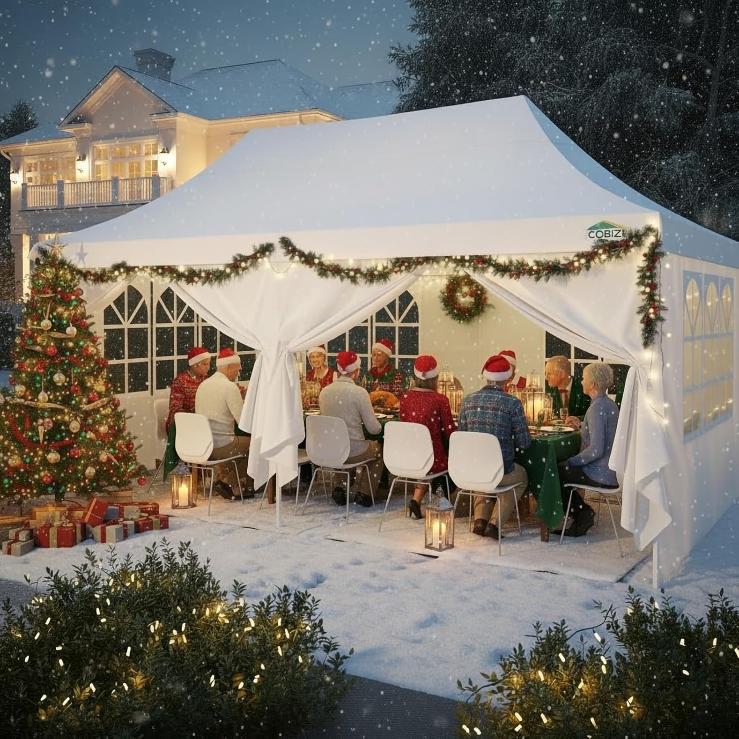 COBIZI 10x20 Pop Up Canopy with 6 Sidewalls, Conical Party Tent 10x20 with 3 Adjustable Height Waterproof, UV-Resistant with Carry Bag, Sandbag, Stake, Tents for Parties, Commercial (Frame Upgraded)