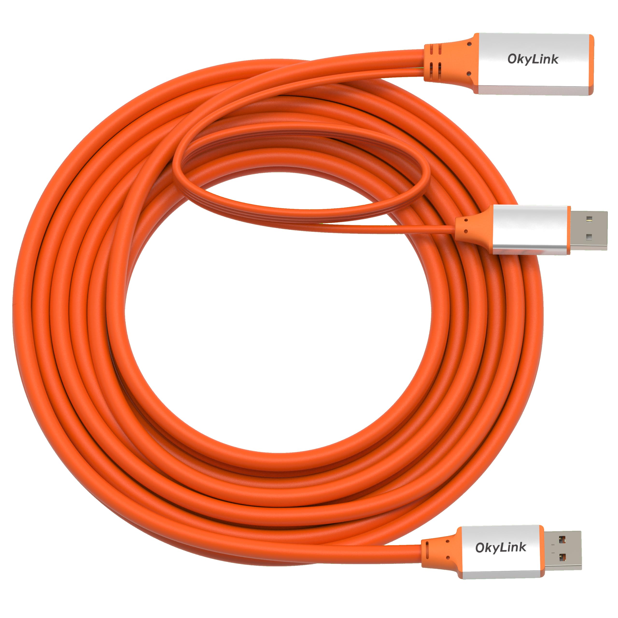 OkyLink Cavo di prolunga attivo USB 3.2 Gen 2 da maschio a femmina, 10 Gbps, trasferimento dati a lunga distanza, 5 m, arancione
