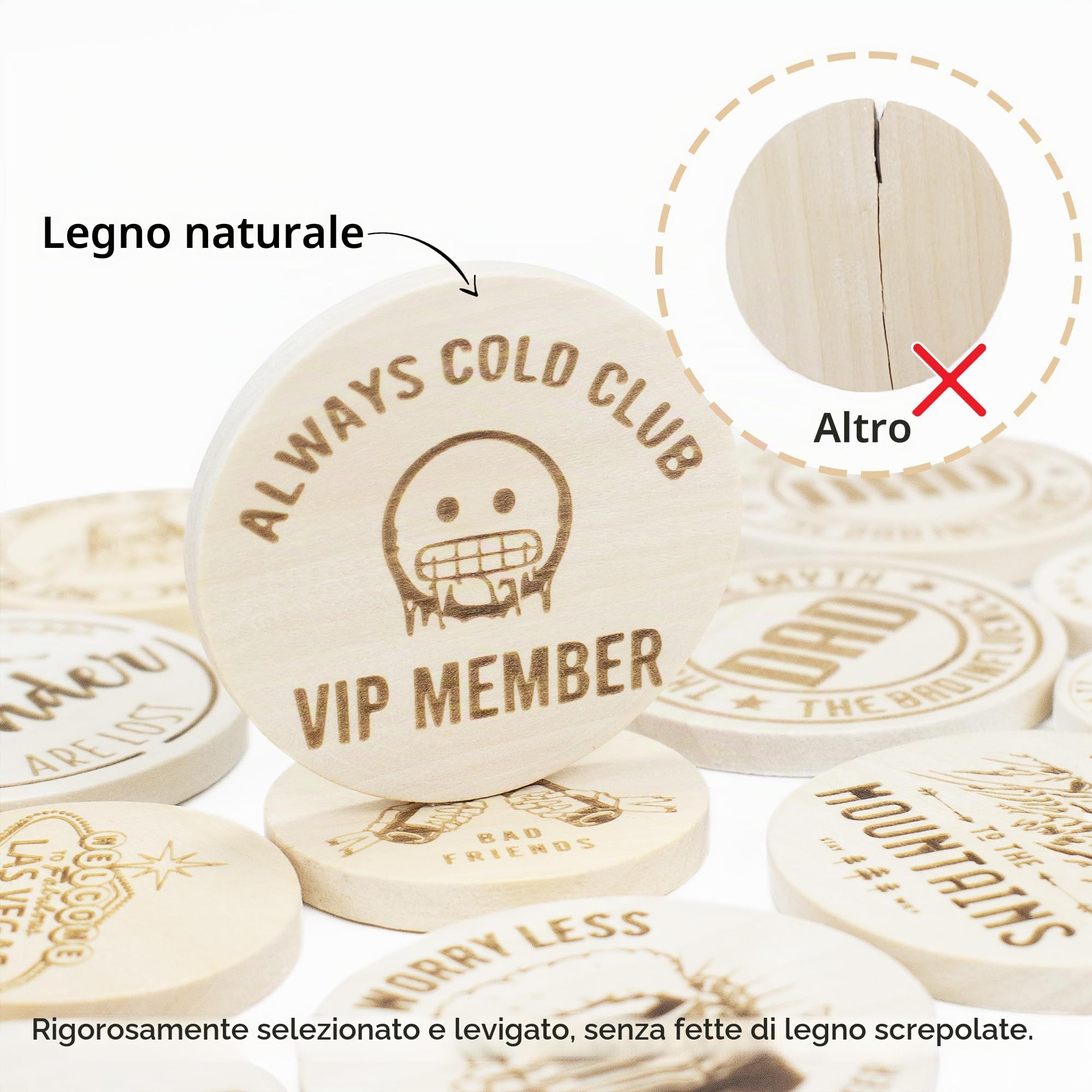30-1000 gettoni in legno personalizzati, incisione laser, stampa a colori UV, immagini di testo logo, gettoni da poker per bar, festa, giorno personalizzare