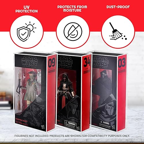 Miniatura 2 de EVORETRO Estuche protector de figuras de acción para Hasbro Star Wars Black Series Box de 6 pulgadas, 2 unidades, acrílico transparente grueso