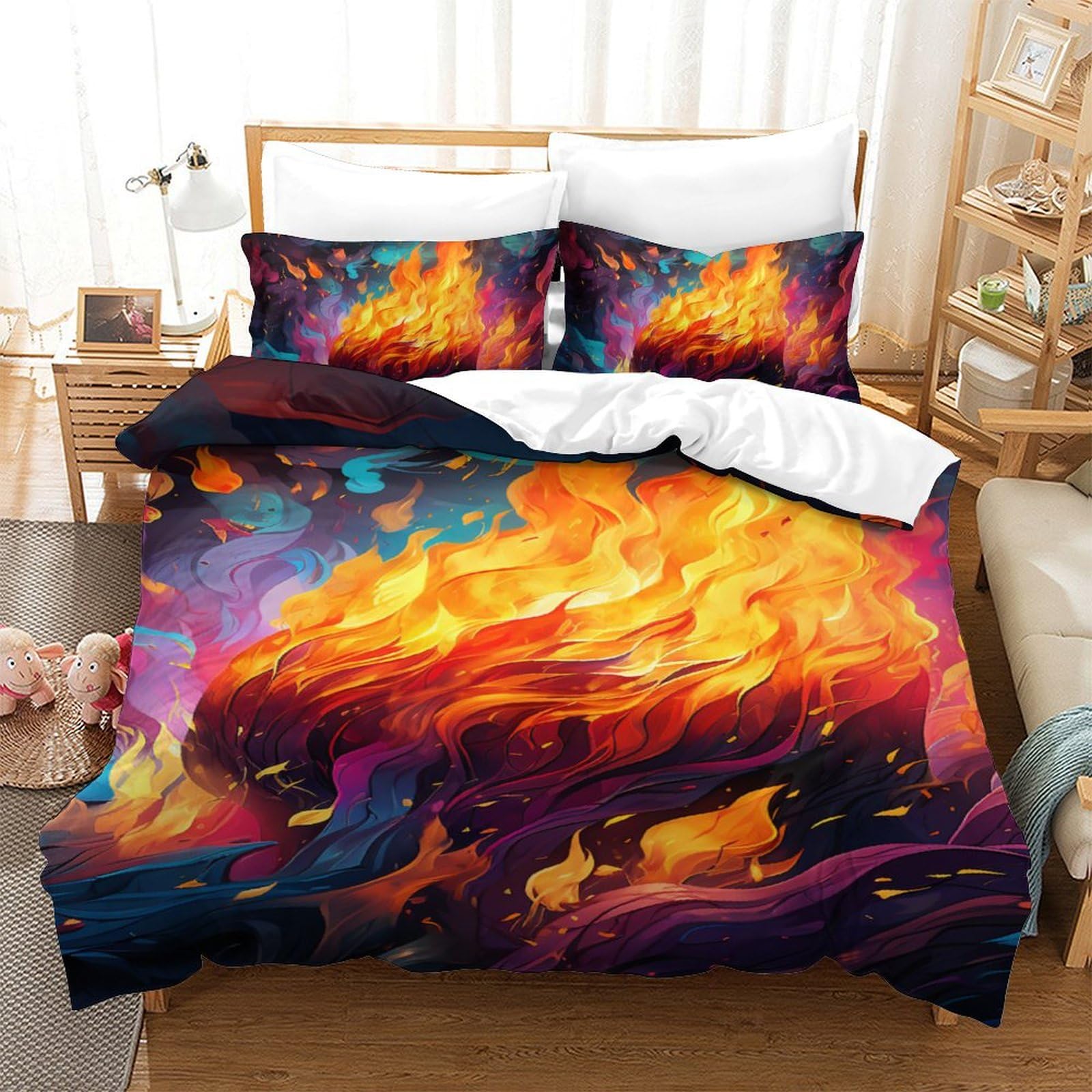 Housse de couette flamme 140x200 pour transformer la chambre des enfants