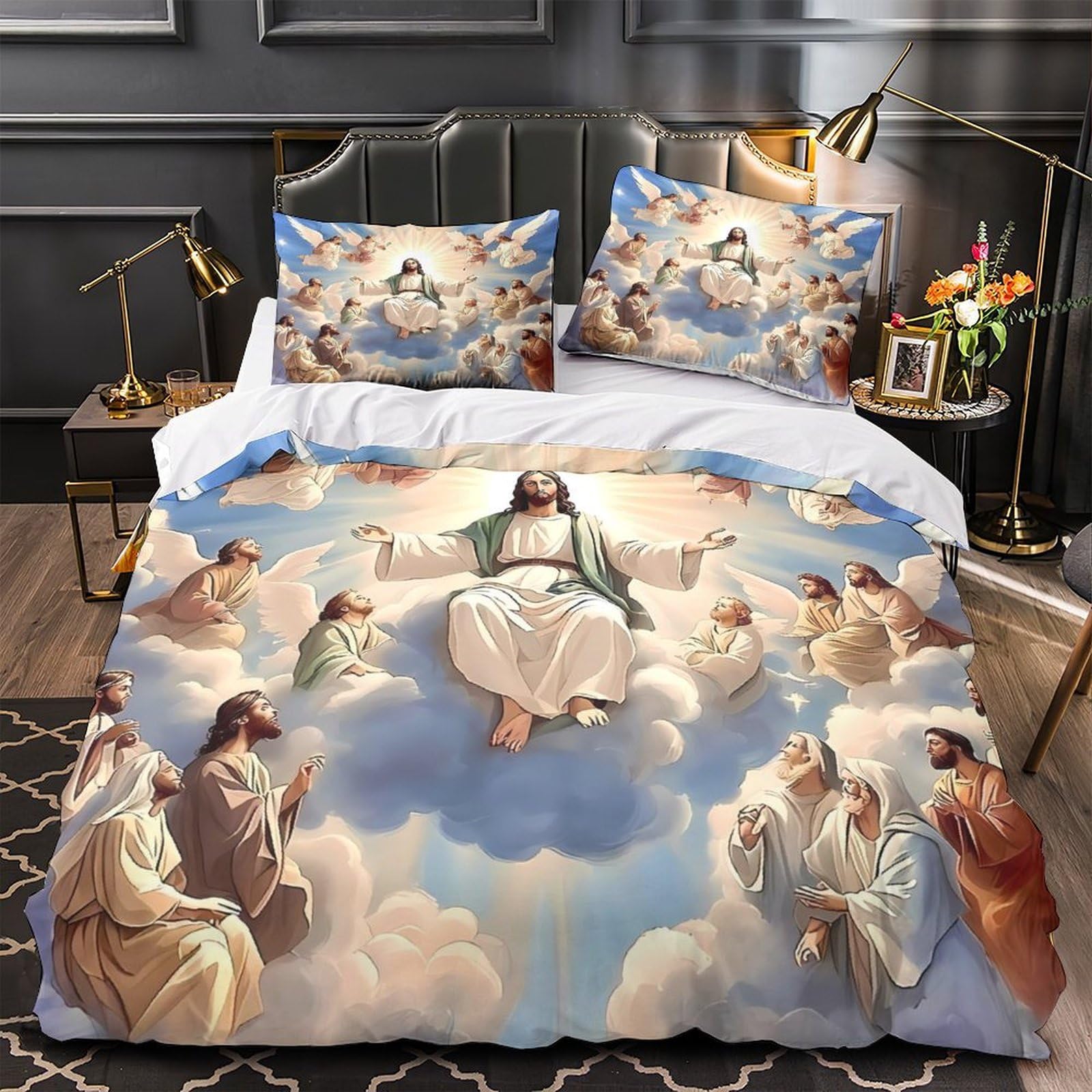 Parure de lit 3D Colibri 220x240 cm en microfibre douce avec housse de couette imprimée floral