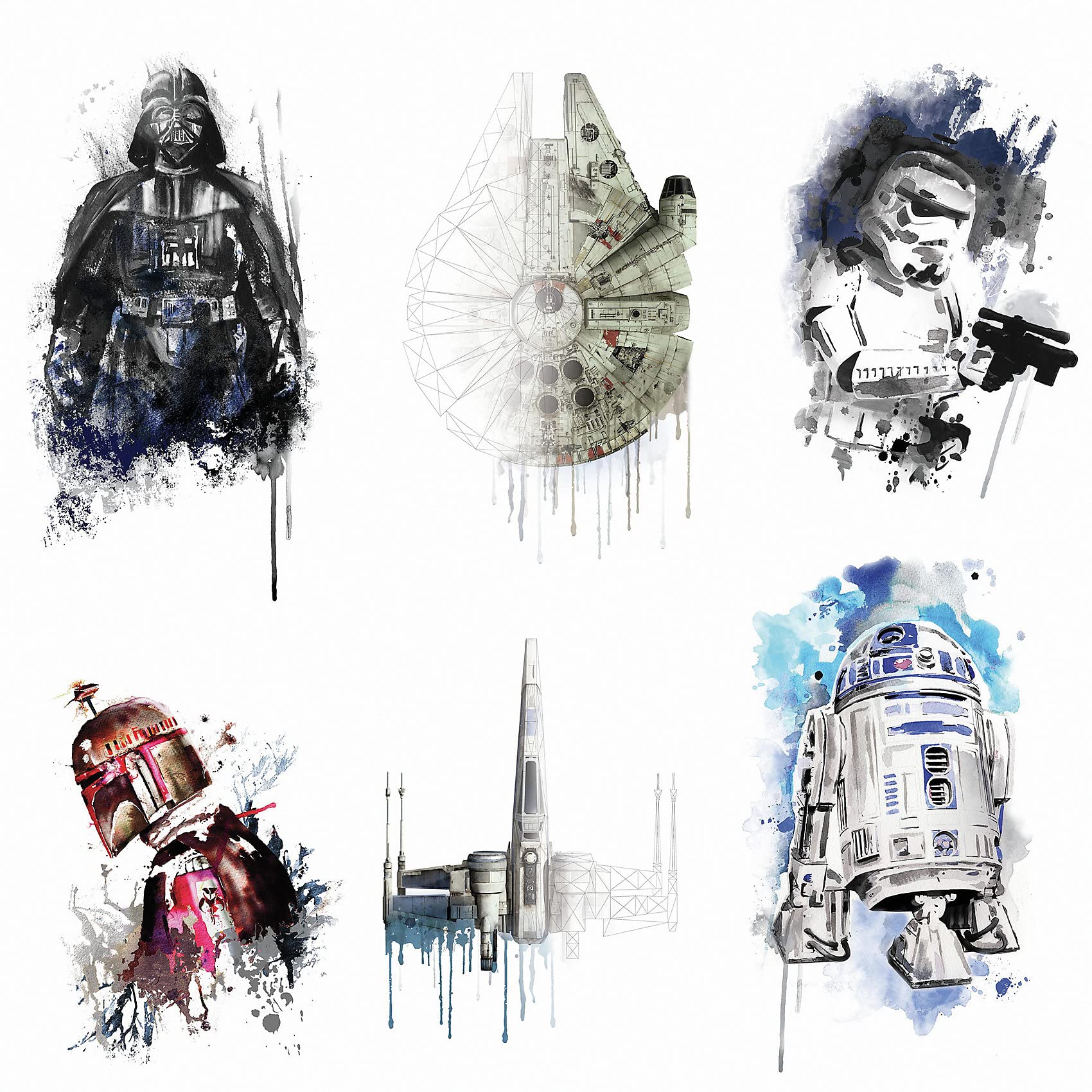 Roommates Multicolor Star Wars Iconic Watercolor Peel And Stick Wall Decals
